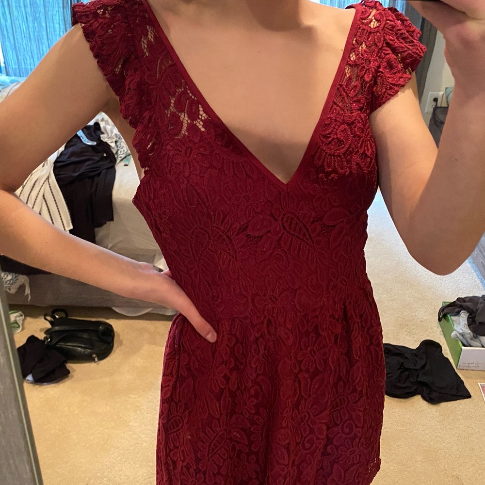 maroon lace dress